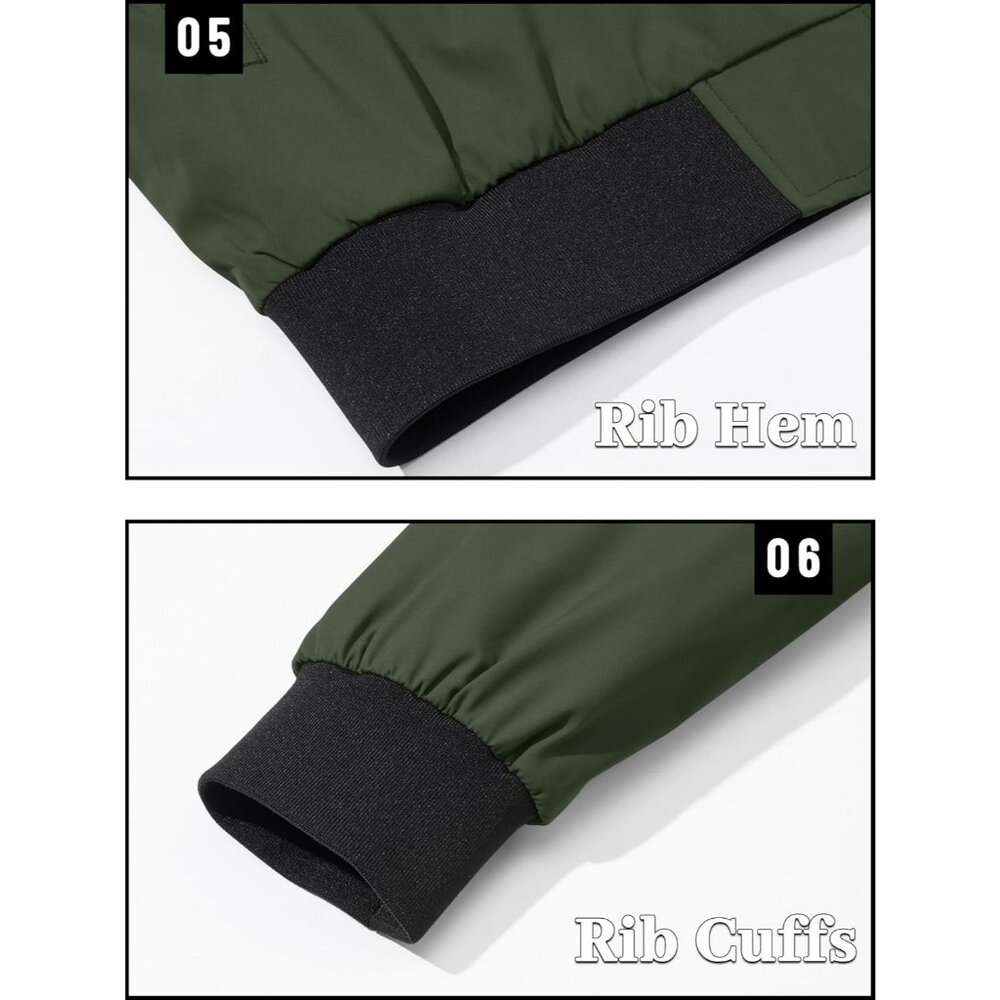 Men's Lightweight Stylish Casual Winter #07 Army Green Bomber Jacket Coats - Picture 8 of 8
